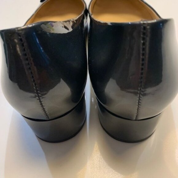 "hogl" pumps 3.5 cm heel, grey patent leather, US 8.5 (UK6), w/complementary bow - Picture 5 of 9